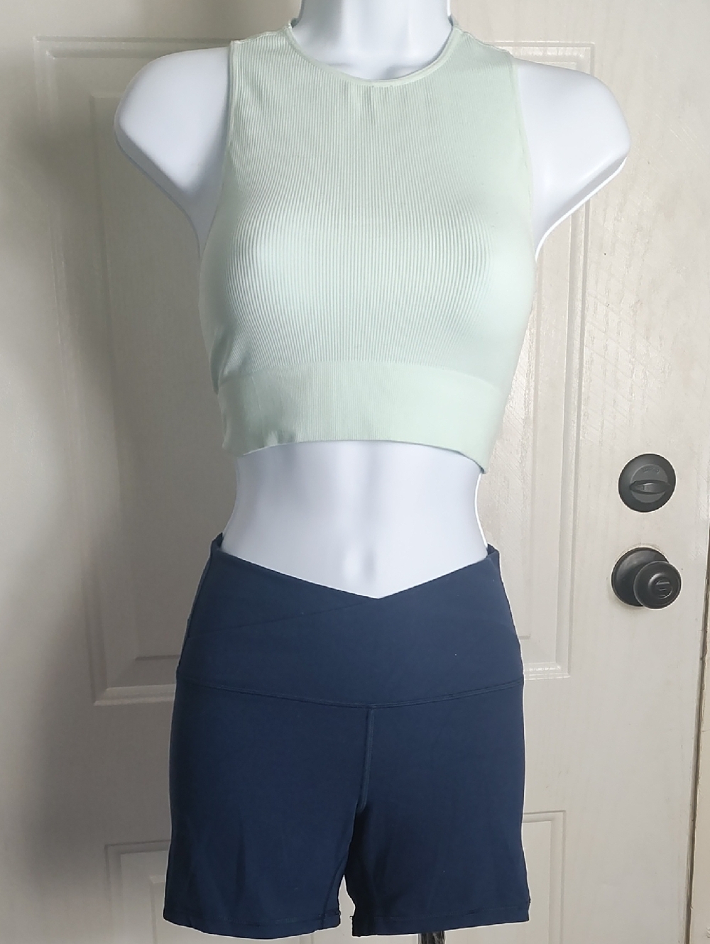 Sleeveless Ribbed Crop Top in Light Mint